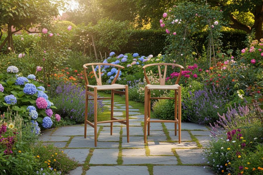 Ocean Designs Barletta Teak Bar Stool Set of 2