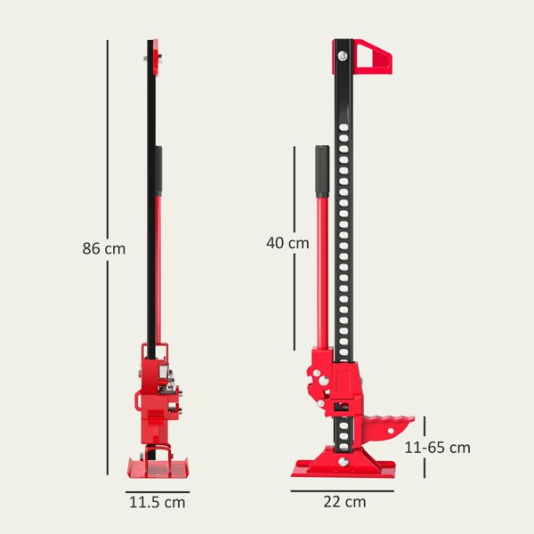 HOMCOM 33" 3 Tonne High Lift Farm Jack for 4x4 Tractors Trucks, Red