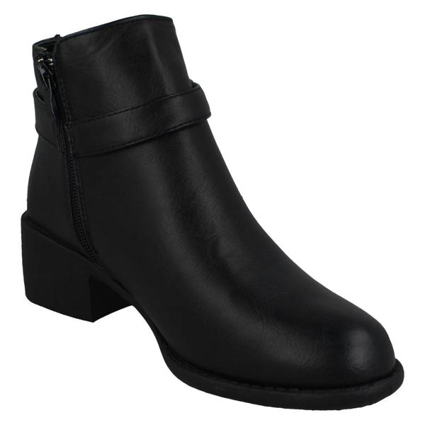 Spot On Ladies Spot On Mid Heel Ankle Boots