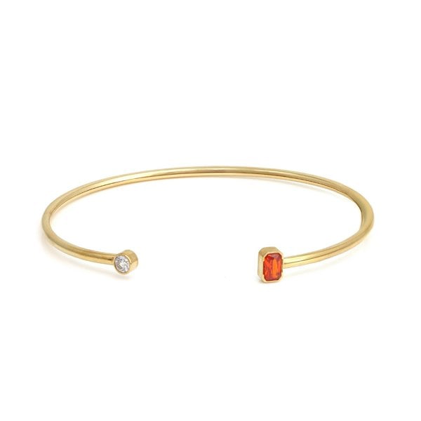 Say It With January Garnet Birthstone Bangle - Yellow Gold Plated