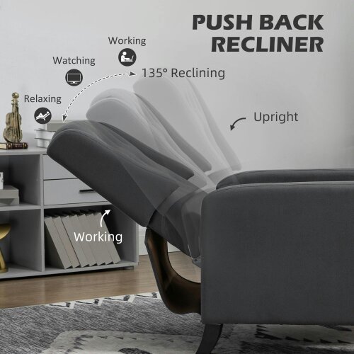 Wyld Haus Lino Microfibre Deep Grey Button Tufted Recliner Armchair With Leg Rest
