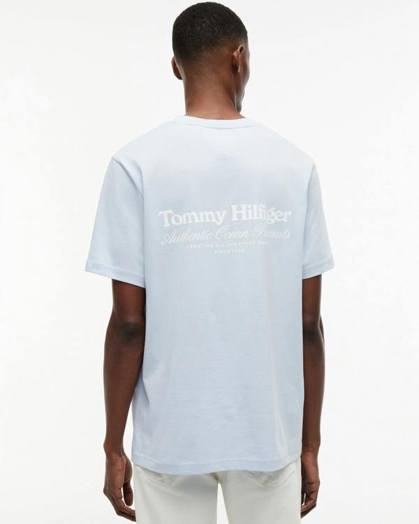 Tommy Hilfiger Nautical Back Graphic Mens T-Shirt - Breezy Blue