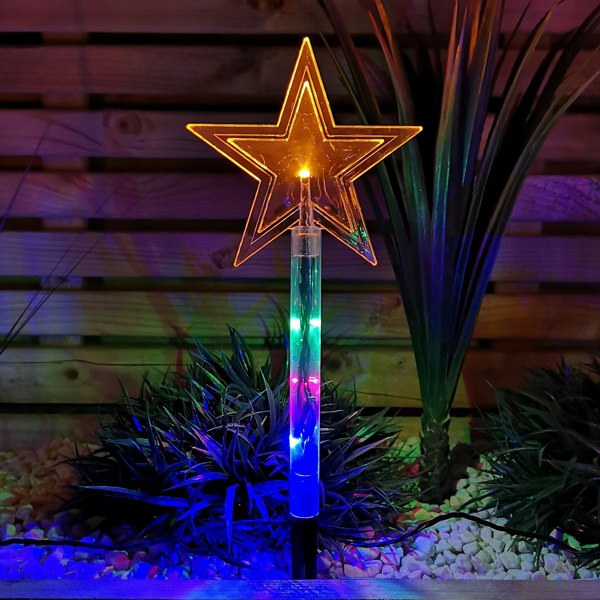 Samuel Alexander Set of 8 Battery Operated LED Multi Coloured Star Path Lights Christmas Decoration with Timer