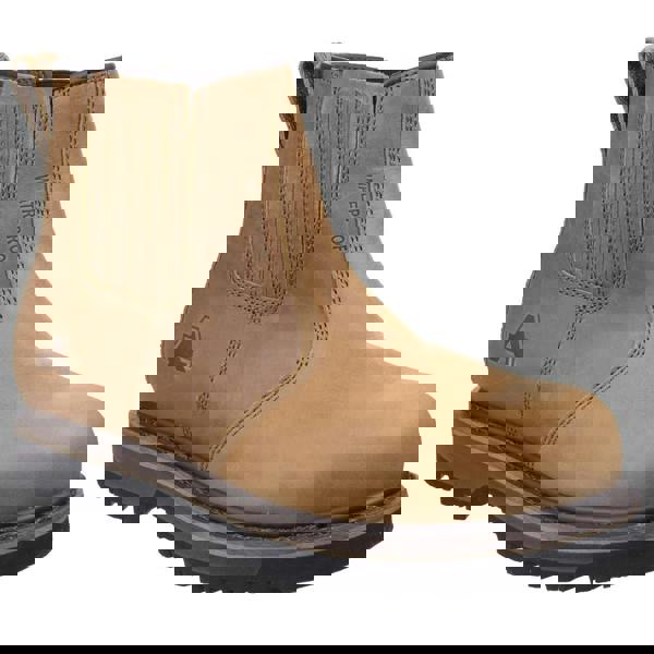 Amblers Safety Amblers AS232 Mens S3 Steel Toe/Midsole Chelsea Dealer Safety Boots, waterproof tan leather work boots with steel toe and midsole, slip-resistant rubber sole, and elastic side panels for easy wear.