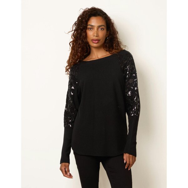 Blue Vanilla Batwing Embellished Knit Jumper