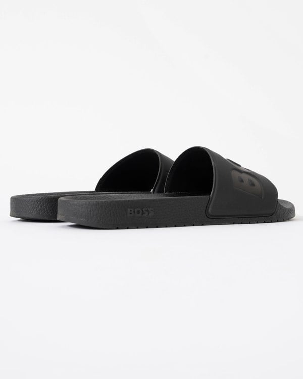 BOSS Orange Aryeh Mens Italian-Made Slides With Large Logo Detail - Black 001