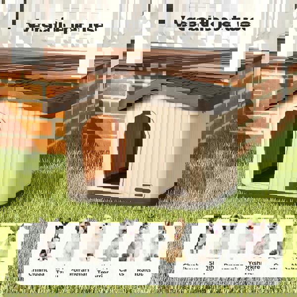 Skylos Plastic Dog House Pet Kennel Shelter for Small Medium Dogs Indoor Outdoor