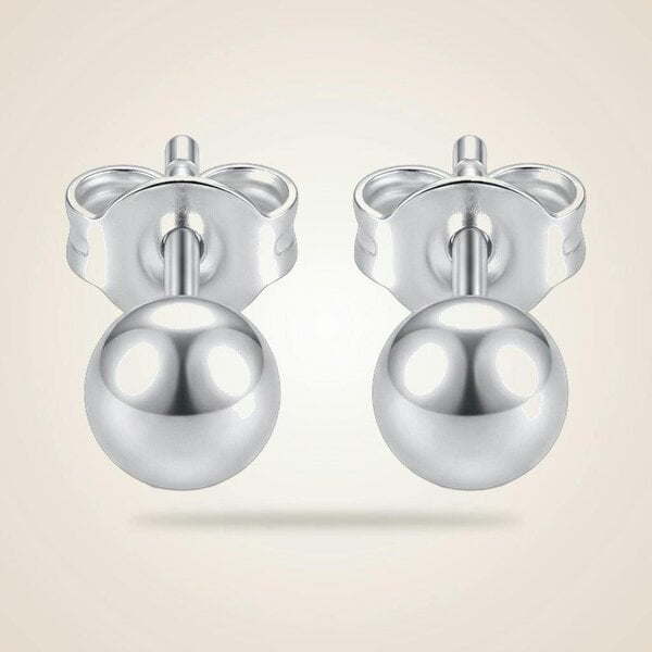 The Colourful Aura Pure Silver Solid Unisex Round Ball Minimalist Dainty Everyday Studs Earrings