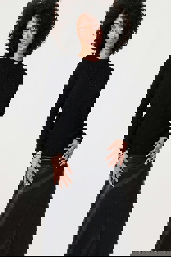 Black | Textured Knit Slim Fit Jumper
