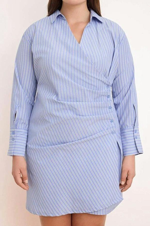 WOVCOR Mini Woven Plus Size Shirt Dress