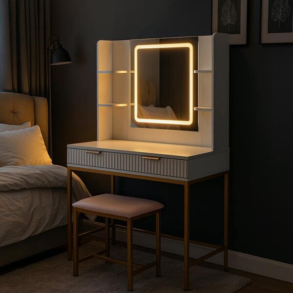 Kosy Koala Dressing Table with LED Mirror Makeup Desk Vanity Table Stool Set
