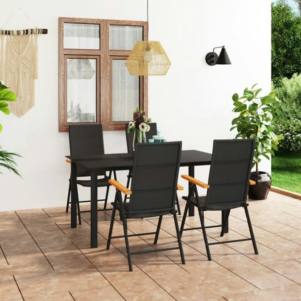Berkfield 5 Piece Garden Dining Set Black and Brown