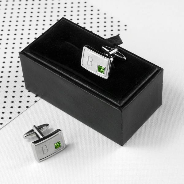 Personalised Birthstone Crystal Cufflinks - close-up detail