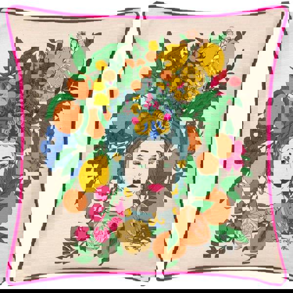 Furn Taormina Piped Floral Cushion Cover - Magenta