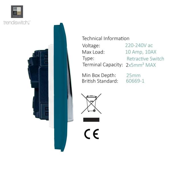 Trendi Switch 1 Gang Retractive Home Automation Switch in Midnight Blue