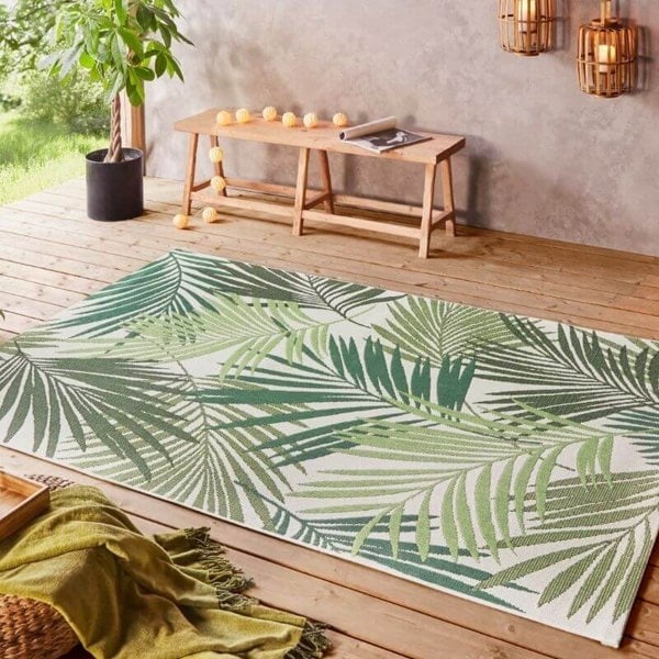 The Rugs Indoor Outdoor Vai Green Rug - Floral Design