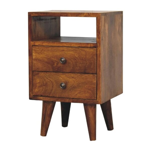Wyld Haus Olbia Mini Classic Chestnut Mango Wood Bedside Table 2 Drawers