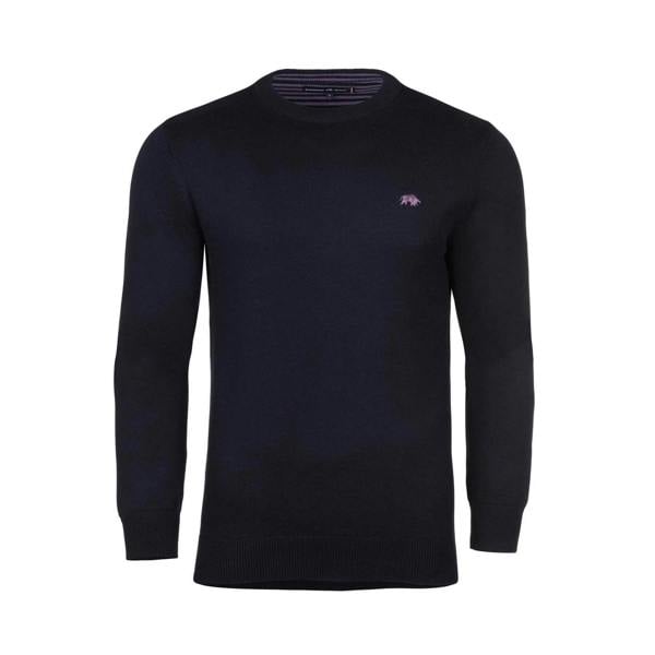 Raging Bull Mens Classic Knitted Crew Neck Jumper - Navy