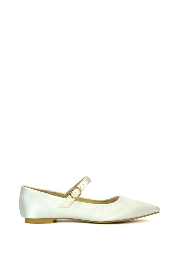 XY LONDON Flat Mary Jane Ballerina Pumps - Ivory