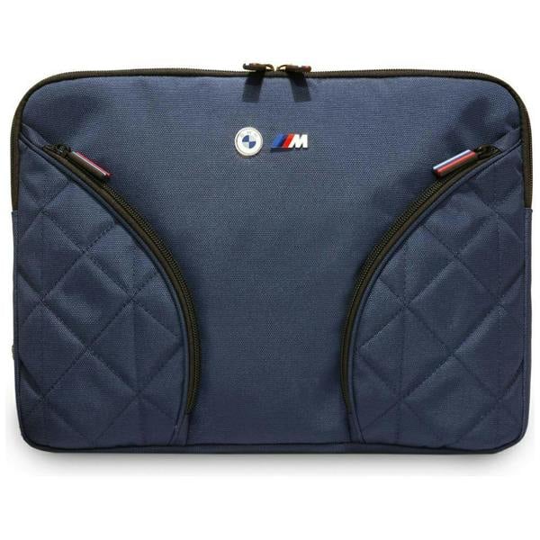 BMW M Series Nylon Pockets 14" Sleeve Bag with Metal Logo Navy Blue - BMCS14PNYPOV