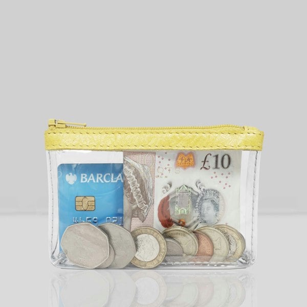 Assots London 'DINAH' Transparent Zip Top Yellow Coin Purse