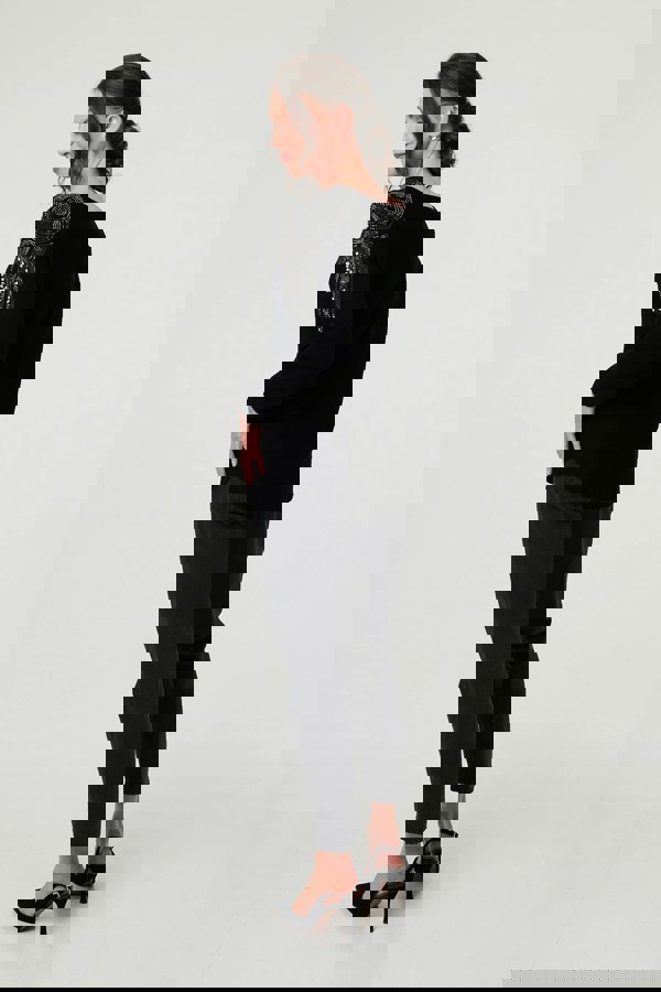 Black | Sparkle Detail Batwing Sleeve Jumper
