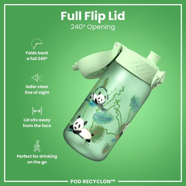 ION8 Leak Proof Kids' Water Bottle, Recyclon, Pandas, 350ml (12oz)