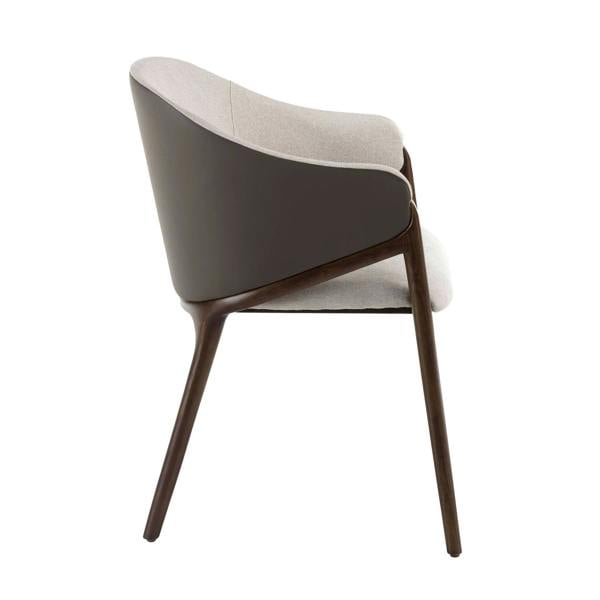 Angel Cerdá Beige Fabric and Dark Mink Leatherette Chair 4090