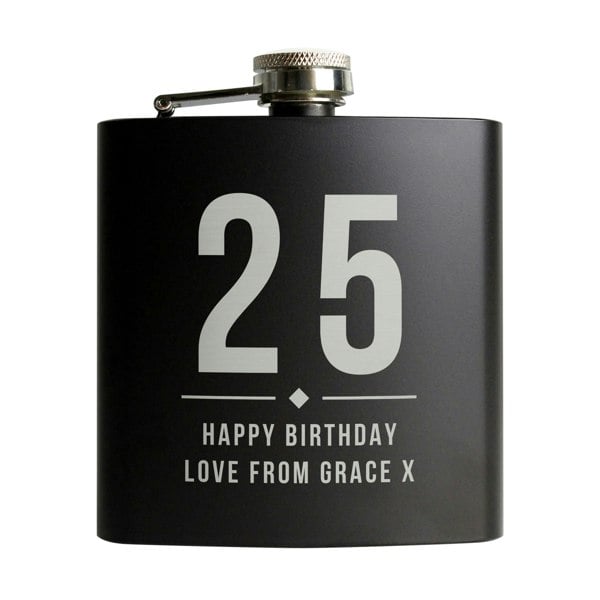 Personalised Memento Company Personalised Birthday Black Hip Flask