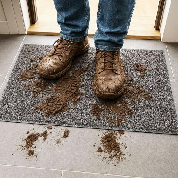 Ultralux Dirt Trapper Door Mat – Heavy Duty Non-Slip Vinyl Indoor/Outdoor Dirt Trapper Entrance Mat – Black & White Coil Mat – Multiple Sizes UTBBW