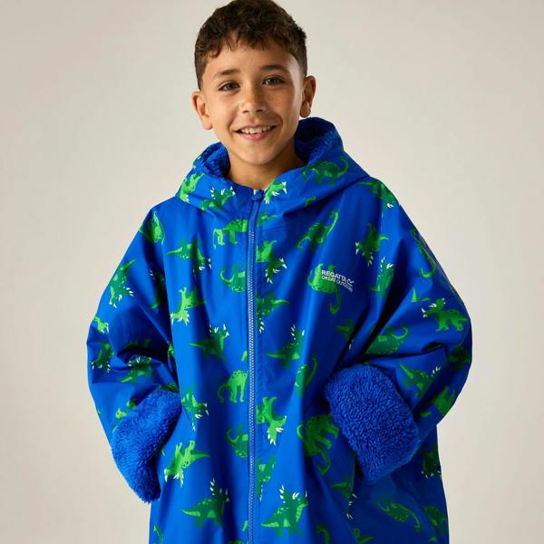 Regatta Childrens/Kids Dinosaur All-Over Print Changing Robe - Olympian Blue - 