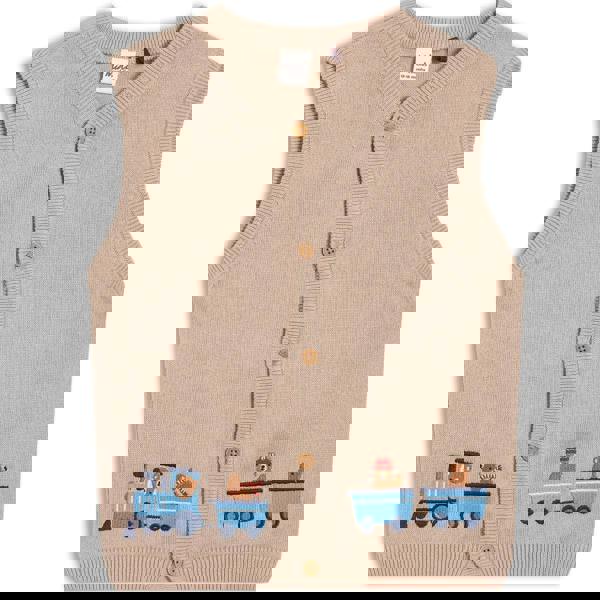 Mini Cuddles Baby Boys 3pc Set with Kintted Waistcoat, Multicolour