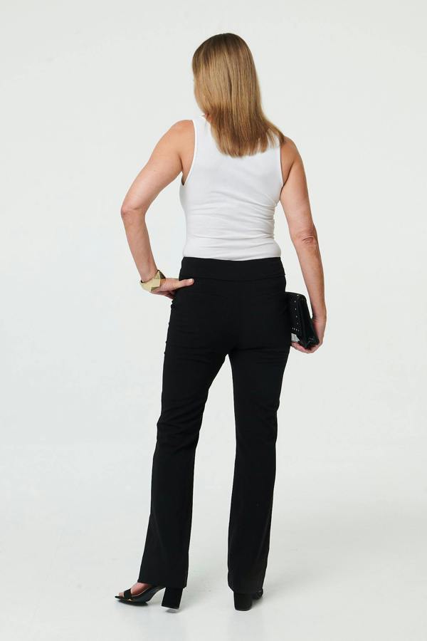 Black | High Waist Flared Slim Fit Trousers