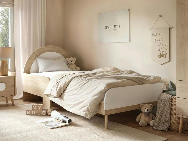 Flair Noah Single Curved Headboard Bed Oak