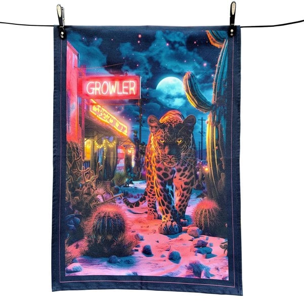 Love Frankie Leopard Tea Towel "Growler" cut out