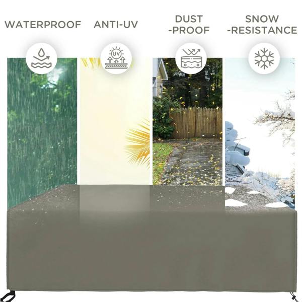 Grey patio furniture cover with waterproof, anti-UV, dust-proof, and snow resistance