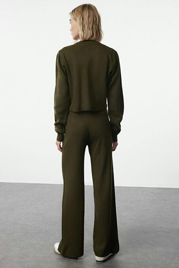 WOVCOR 2-Piece Crop Knit Top & Pants Set