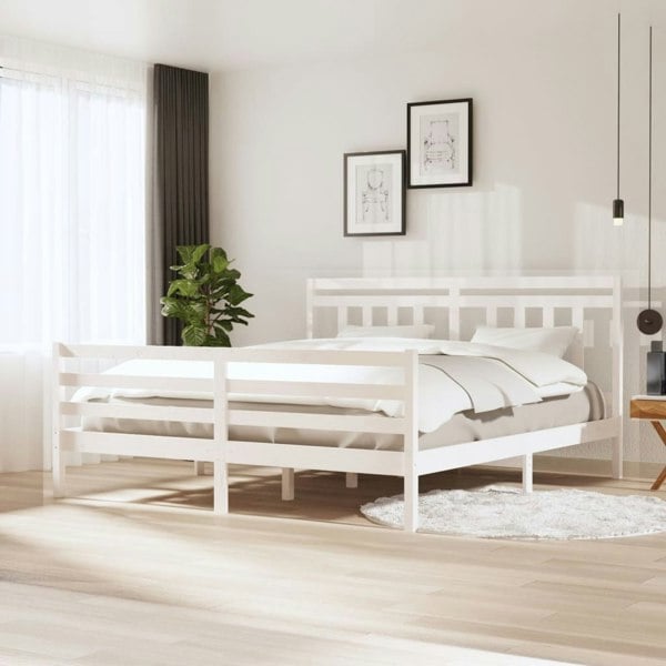Berkfield Bed Frame White 180x200 cm Super King Size Solid Wood
