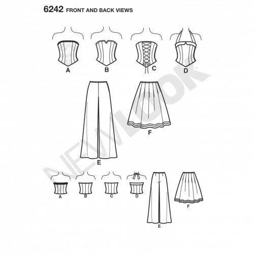 New Look Sewing Pattern 6242, Corsets, Trousers, Skirts for Women, 4-6-8-10-12-14-16 - Intermediate
