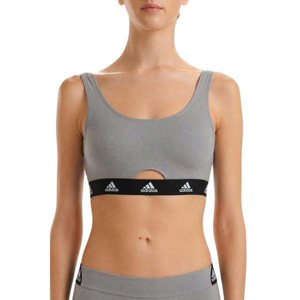 Adidas Womens/Ladies Cotton Scoop Neck Comfort Bralette - Heather Grey - 