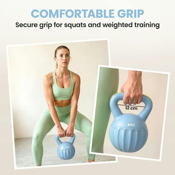 Kettlebell for Strength Training Kettle Bell with Non-Slip Handle 6 kg Blue