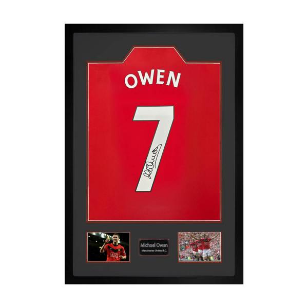 Michael Owen Signed Manchester United Shirt Premium Frame