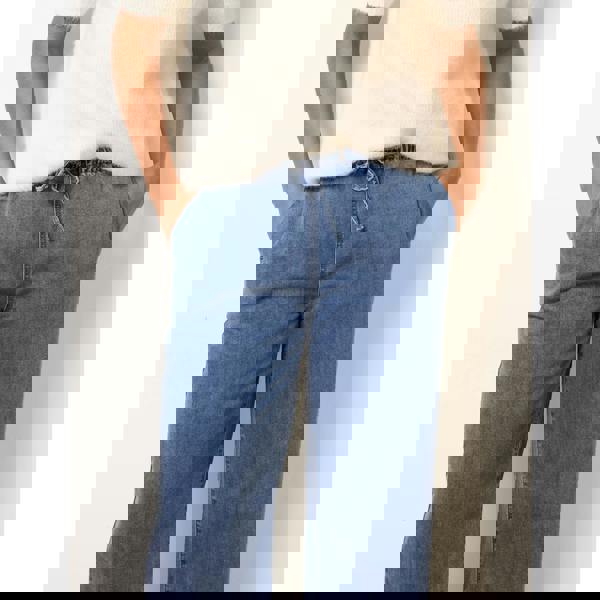 Blue Vanilla Draw String Wide Leg Denim Trousers