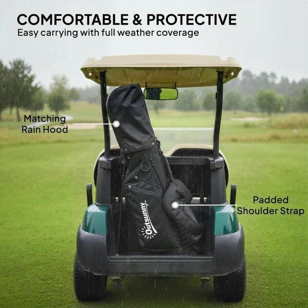 Golf Stand Bag 6 Way Full-Length Dividers, Waterproof Golf Bag with 5 Pockets, Black