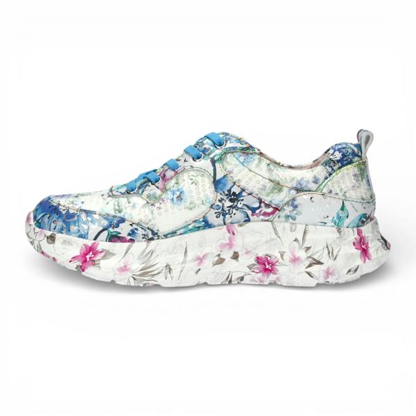 Laura Vita Sofiao 07 - Women's Blue Floral Leather Platform Sneakers