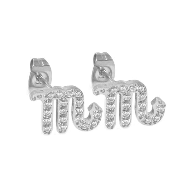 Say It With Scorpio Earrings with CZ Stones - Silver