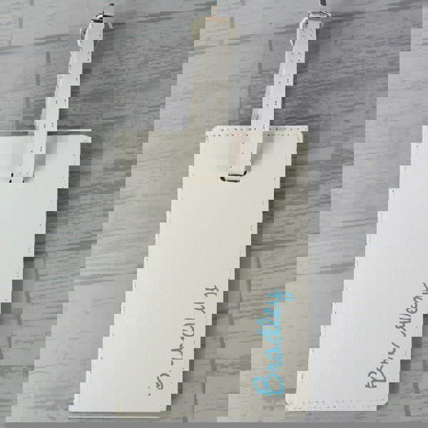 Personalised Memento Company Personalised Blue Name Cream Luggage Tag