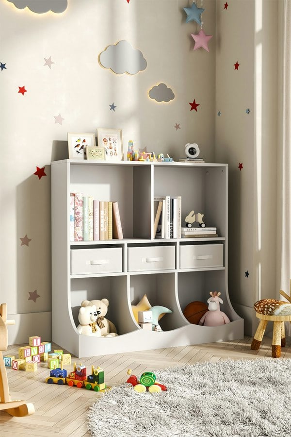 Living and Home Three Story Open Toy Clothing and Book Storage Cabinet