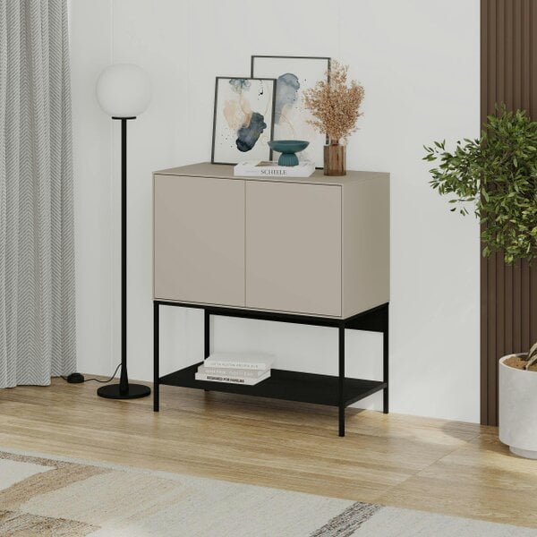 Decortie Amira 80cm Modern Console Table, Small Sideboard with Metal Legs & Push-to-Open Doors
