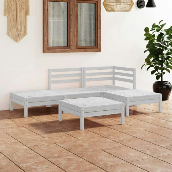 Berkfield 5 Piece Garden Lounge Set Solid Pinewood White